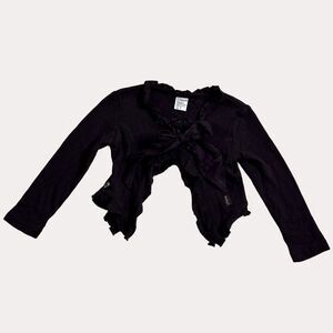 Jottum Ruffle Cardigan Sweater Split Back Brown 98 US 3 bv